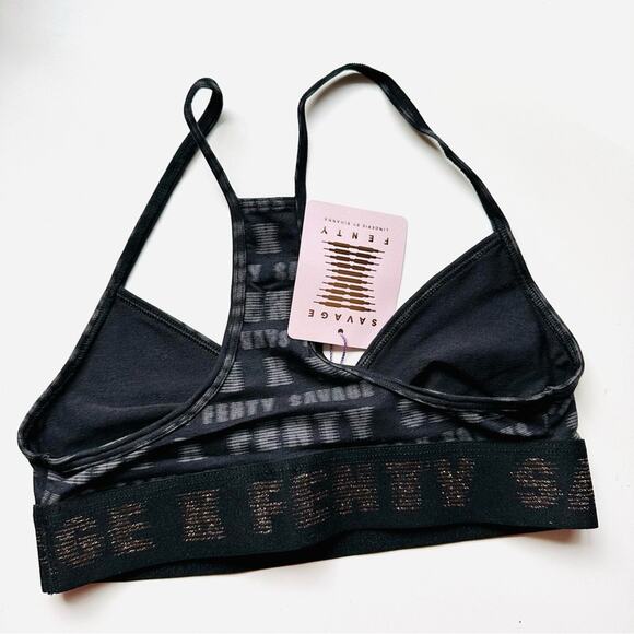 NEW SAVAGE X FENTY Black Grey Metallic Forever Savage Logo Bralette Bra Top XS - Picture 4 of 10